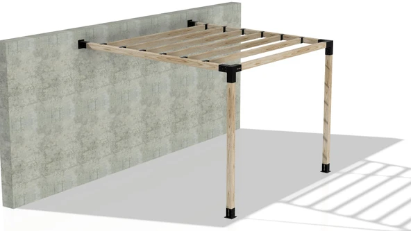 iAhşap Sundurma Pergola Braket Seti 2 Ana Direkli Üstü Izgaralı Eğimli Sundurma - 3