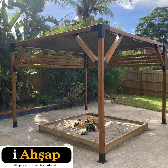 iAhşap 9 x 9 Ana direk ve Metek Bağlatısı 45 derece Eli belinde Pergola Braketi - 6