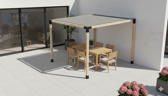 iAhşap Pergola Ahşap Direkler 4 Adet - Gölgelikli - Pergola Braket Seti