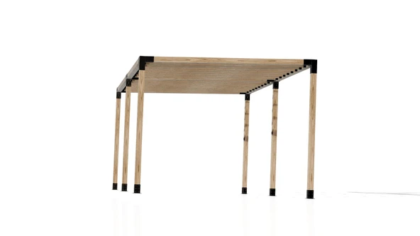 iAhşap Pergola Braket Seti 6 Ana Direkli Üstü Izgaralı Eğimli Pergola Braket Set - 3