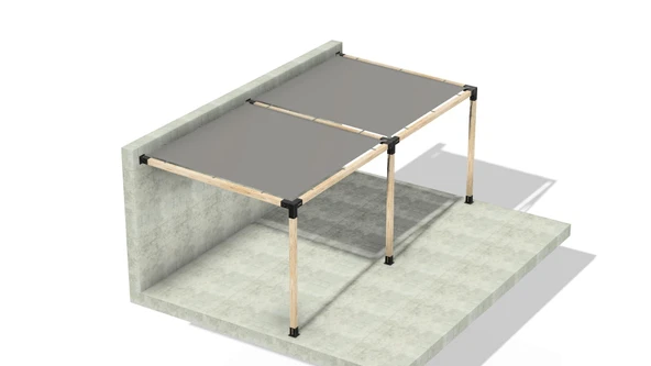 iAhşap Breketli Sundurma Pergola 3 Ana Direkli Gölgelikli Sundurma - 2