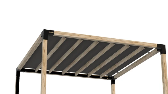 iAhşap Pergola Braket Seti 4 Ana Direkli Üstü Izgaralı Eğimli Gölgelikli Pergola - 3