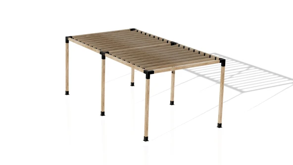 iAhşap Pergola Braket Seti 6 Ana Direkli Üstü Izgaralı Eğimli Pergola Braket Set - 2