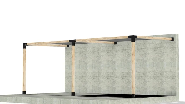 iAhşap Breketli Sundurma Pergola 3 Ana Direkli Gölgelikli Sundurma - 6