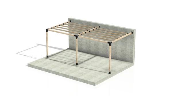 iAhşap Sundurma Pergola Braket Seti 3 Ana Direkli Üstü Izgaralı Eğimli Sundurma - 2