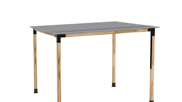 iAhşap Pergola Braket Seti 4 Ana Direkli Üstü Izgaralı Eğimli Trapez Sac - 7