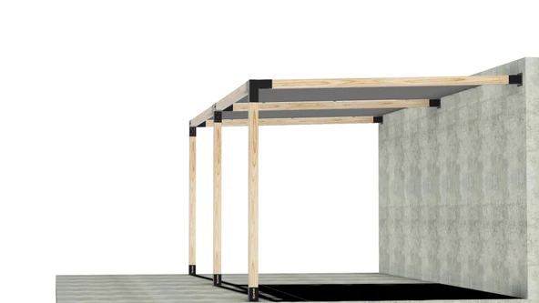 iAhşap Breketli Sundurma Pergola 3 Ana Direkli Gölgelikli Sundurma - 4