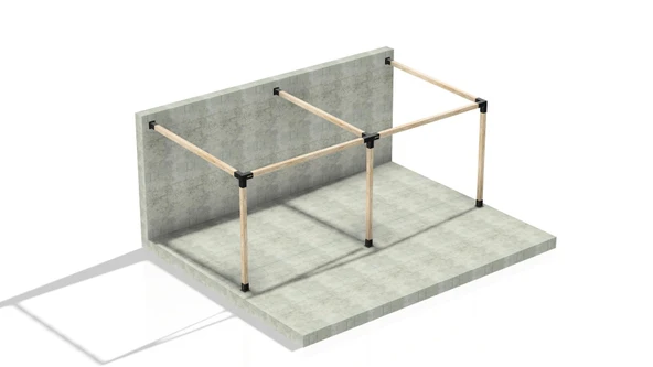 iAhşap Sundurma Pergola Braket Seti 3 Ana Direkli Üstü Açık Eğimli Sundurma