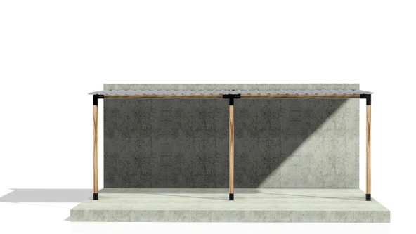 iAhşap Breketli Sundurma Pergola 3 Ana Direkli Trapezli Gölgelikli - 7