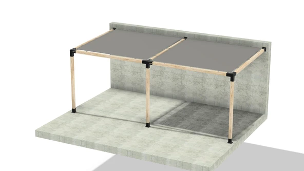 iAhşap Breketli Sundurma Pergola 3 Ana Direkli Gölgelikli Sundurma - 5