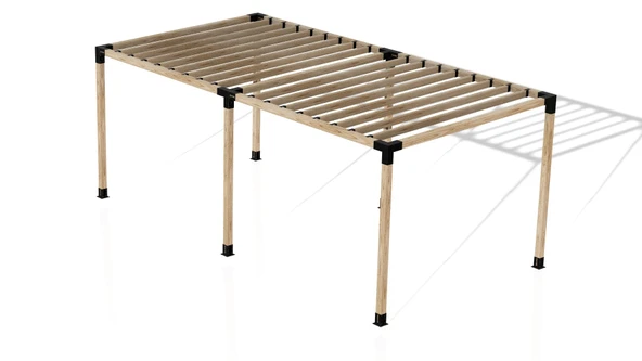 iAhşap Pergola Braket Seti 6 Ana Direkli Üstü Izgaralı Eğimli Pergola Braket Set - 6