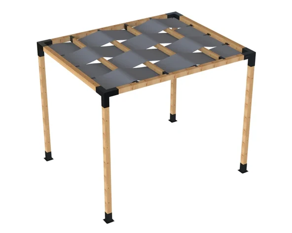 iAhşap Pergola Braket Seti 4 Ana Direkli Dalgalı Gölgelikli Üst Izgaralı