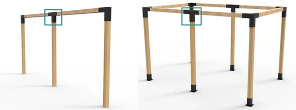 iAhşap 9 x 9 Ana direk Meretekler Bağlantısı 90 derece 3 kollu T Pergola braketi - 4