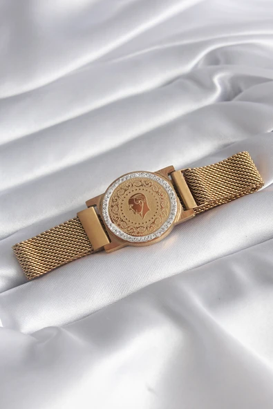316L Çelik Gold Renk Mıknatıslı Hasır Zirkon Taşlı Çeyrk Altın Model Kadın Bileklik - TJ-BB5820 ürün görseli