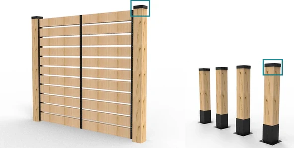 iAhşap 9 x 9 Ana Direkler İçin Çit Başlığı -Çit Kapağı - 4