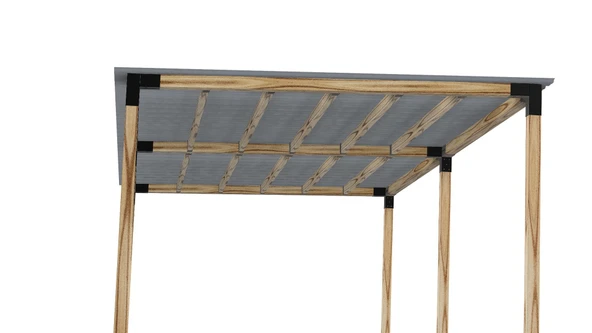 iAhşap Pergola Braket Seti 6 Ana Direkli Üstü Izgaralı Eğimli Trapezli Gölgelik - 6