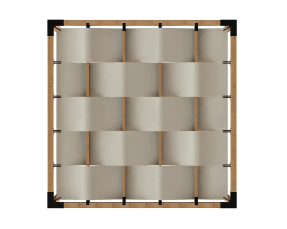 iAhşap Pergola Braket Seti 4 Ana Direkli Dalgalı Gölgelikli Üst Izgaralı - 7