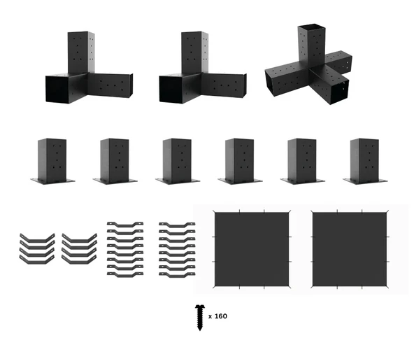 iAhşap Breketli Sundurma Pergola 3 Ana Direkli Gölgelikli Sundurma - 8