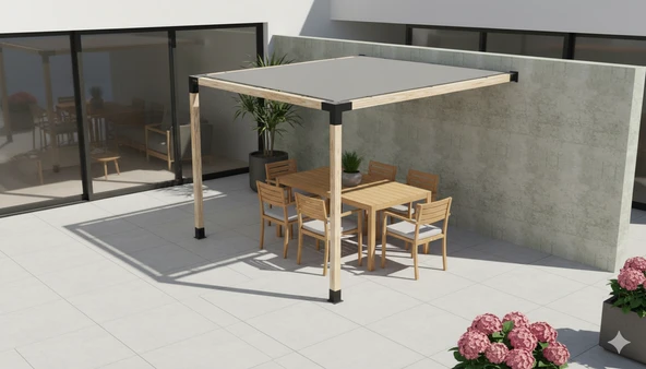 iAhşap Sundurma Pergola Braket Seti 2 Ana Direkli Gölgelikli Pergola - 2
