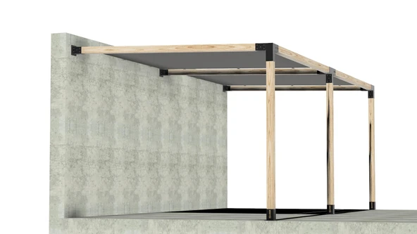 iAhşap Breketli Sundurma Pergola 3 Ana Direkli Gölgelikli Sundurma - 7
