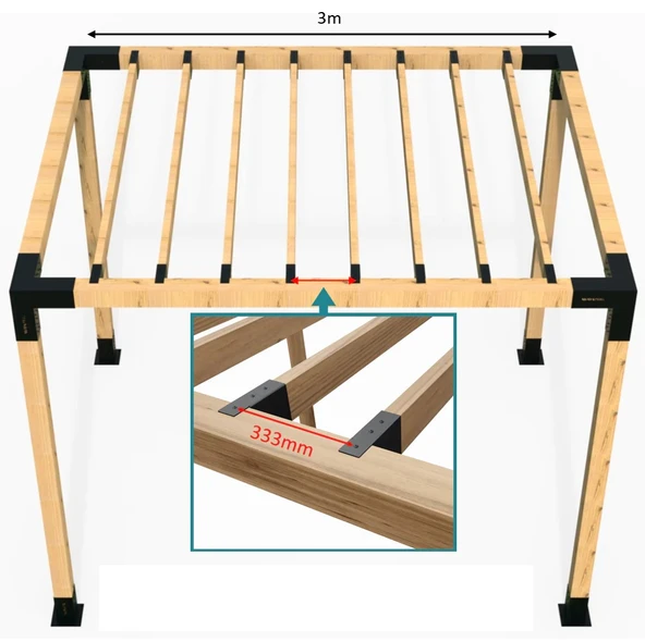 iAhşap 4.5 x 9 Yan Mertekler İçin Pergola Braketi no:2 - 4