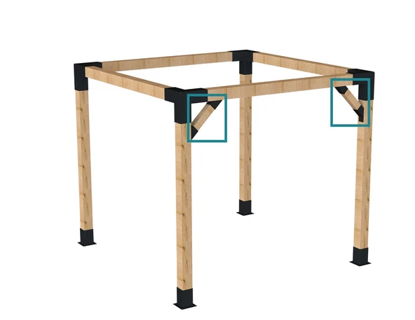iAhşap 9 x 9 Ana direk ve Metek Bağlatısı 45 derece Eli belinde Pergola Braketi - 5