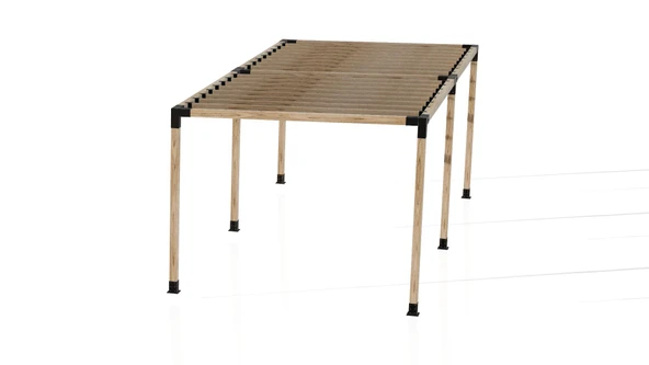 iAhşap Pergola Braket Seti 6 Ana Direkli Üstü Izgaralı Eğimli Pergola Braket Set - 7