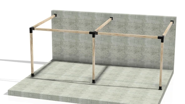iAhşap Sundurma Pergola Braket Seti 3 Ana Direkli Üstü Açık Eğimli Sundurma - 4
