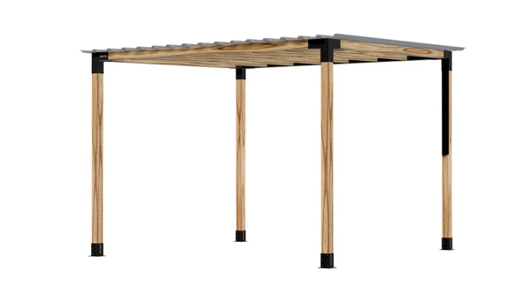 iAhşap Pergola Braket Seti 4 Ana Direkli Üstü Izgaralı Eğimli Trapez Sac - 5