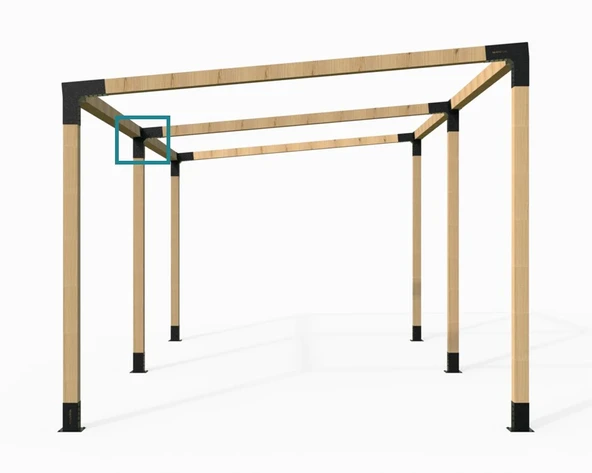 iAhşap 9 x 9 Ana direk Meretek Çıkışı Yukarı 15 derece 4 kollu Pergola braketi - 4