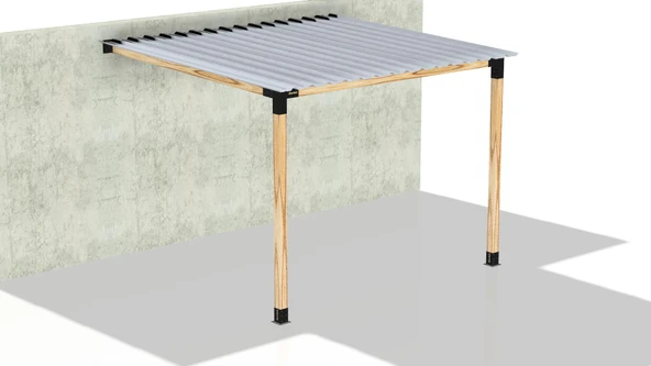 iAhşap Sundurma Pergola Braket Seti 2 Ana Direkli Trapez Sac Gölgelikli - 6