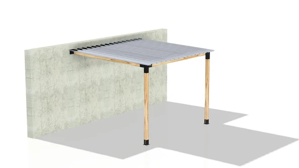 iAhşap Sundurma Pergola Braket Seti 2 Ana Direkli Trapez Sac Gölgelikli - 3