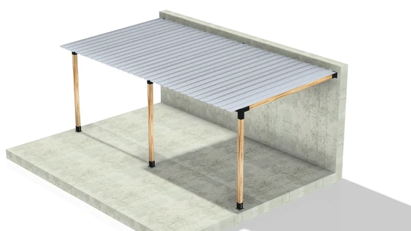 iAhşap Breketli Sundurma Pergola 3 Ana Direkli Trapezli Gölgelikli - 5