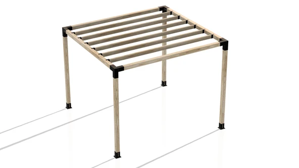 iAhşap Pergola Braket Seti 4 Ana Direkli Üstü Izgaralı Eğimli Pergola Braket Set - 2