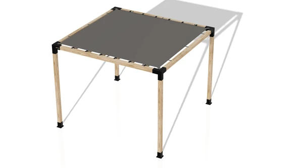 iAhşap Pergola Braket Seti 4 Ana Direkli Üstü Izgaralı Eğimli Gölgelikli Pergola - 5