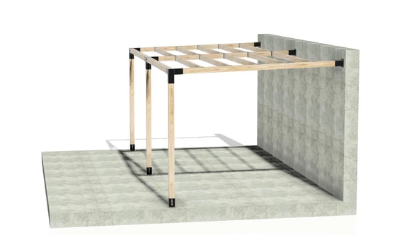 iAhşap Sundurma Pergola Braket Seti 3 Ana Direkli Üstü Izgaralı Eğimli Sundurma - 6