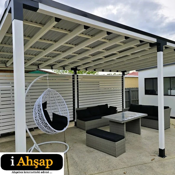 iAhşap Pergola Braket Seti 6 Ana Direkli Üstü Açık Eğimli Pergola Braket Seti - 7