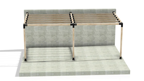 iAhşap Sundurma Pergola Braket Seti 3 Ana Direkli Üstü Izgaralı Eğimli Sundurma - 5