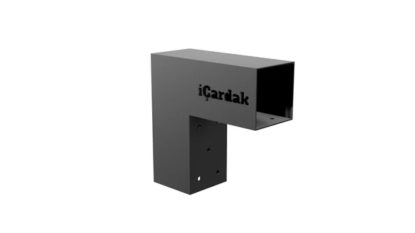 iAhşap 9 x 9 Ana direk ve Metek Bağlatısı 90 derece L braket iki kollu