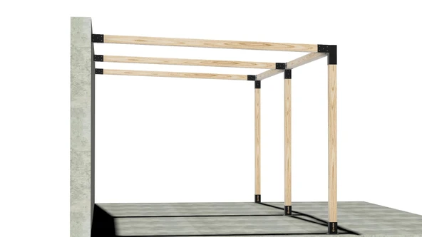 iAhşap Sundurma Pergola Braket Seti 3 Ana Direkli Üstü Açık Eğimli Sundurma - 3