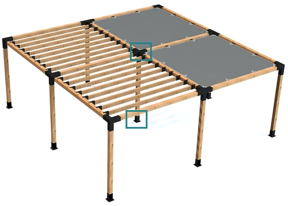 iAhşap 9 x 9 Orta Ana direk Meretek Bağlantısı 90 derece 5 kollu Pergola braketi - 5