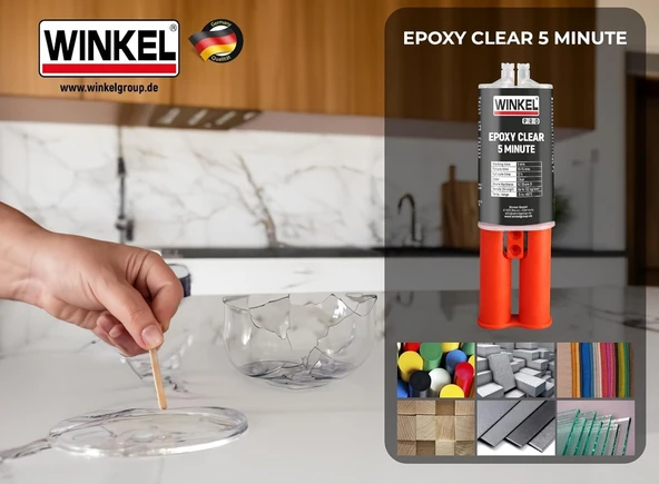 WINKEL 20065 PRO 5 MINUTE Clear Çift Kompenantlı Epoksi 25 GR. - Resim 2