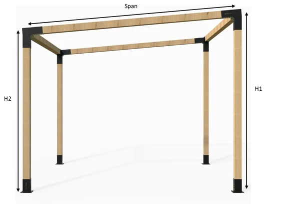 iAhşap 9 x 9 Köşe Mertek Çıkışı Sağ Yukarı 2 Derece 3 kollu Pergola braketi - 4