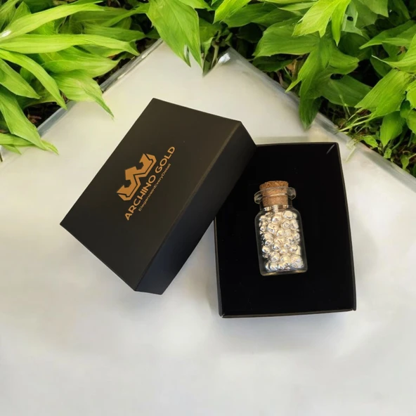 20 Gram 999 Ayar Gümüşten Üretilmiş Şeffaf Cam Şişede Sunulan Özel Granül Gümüş Hediyesi-552 - 4