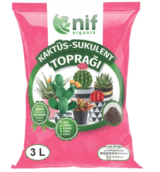 nif organik kaktüs-sukulent toprağı 3 litre ürün görseli
