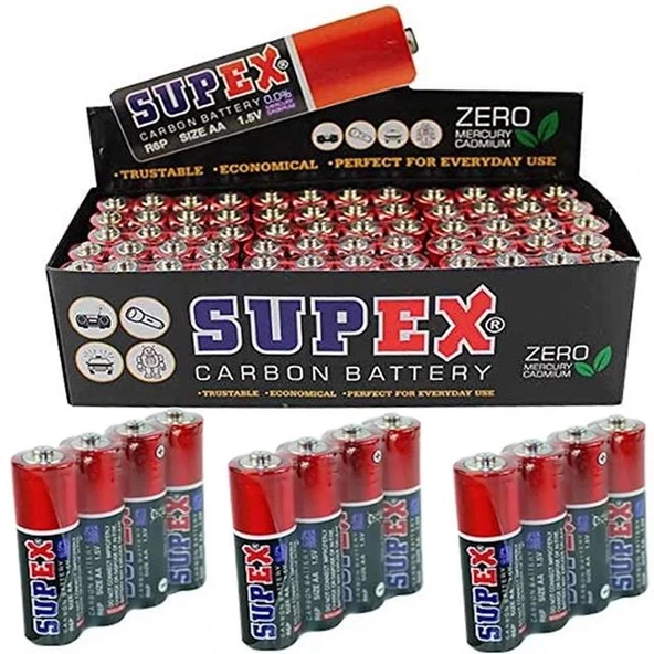Supex R6 1.5 Volt Çinko Karbon AA Kalem Pil 60'lı Kalem Pil ürün görseli