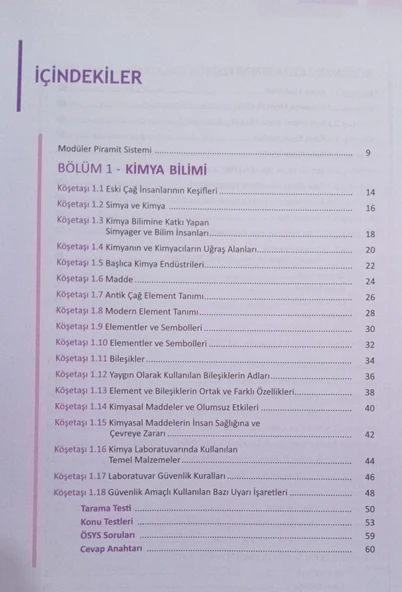 9. Sınıf Kimya Modüler piramit sistemiyle Konu Anlatımı ve Soru Çözümü Karekök Yayınları - 2