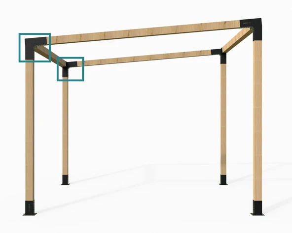 iAhşap 9 x 9 Köşe Mertek Çıkışı Sağ Yukarı 2 Derece 3 kollu Pergola braketi - 6