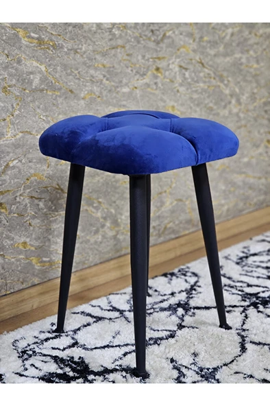 Kare Siyah Boyalı Konik Ayaklı Tabure - Oturak - Bar Taburesi - Ayaklı Tabure Mavi Renk 48 x 33 Boyut/Ebat ürün görseli