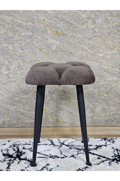 Kare Siyah Boyalı Konik Ayaklı Tabure - Oturak - Bar Taburesi - Ayaklı Tabure Kahverengi Renk 48 x 33 Boyut/Ebat - 3